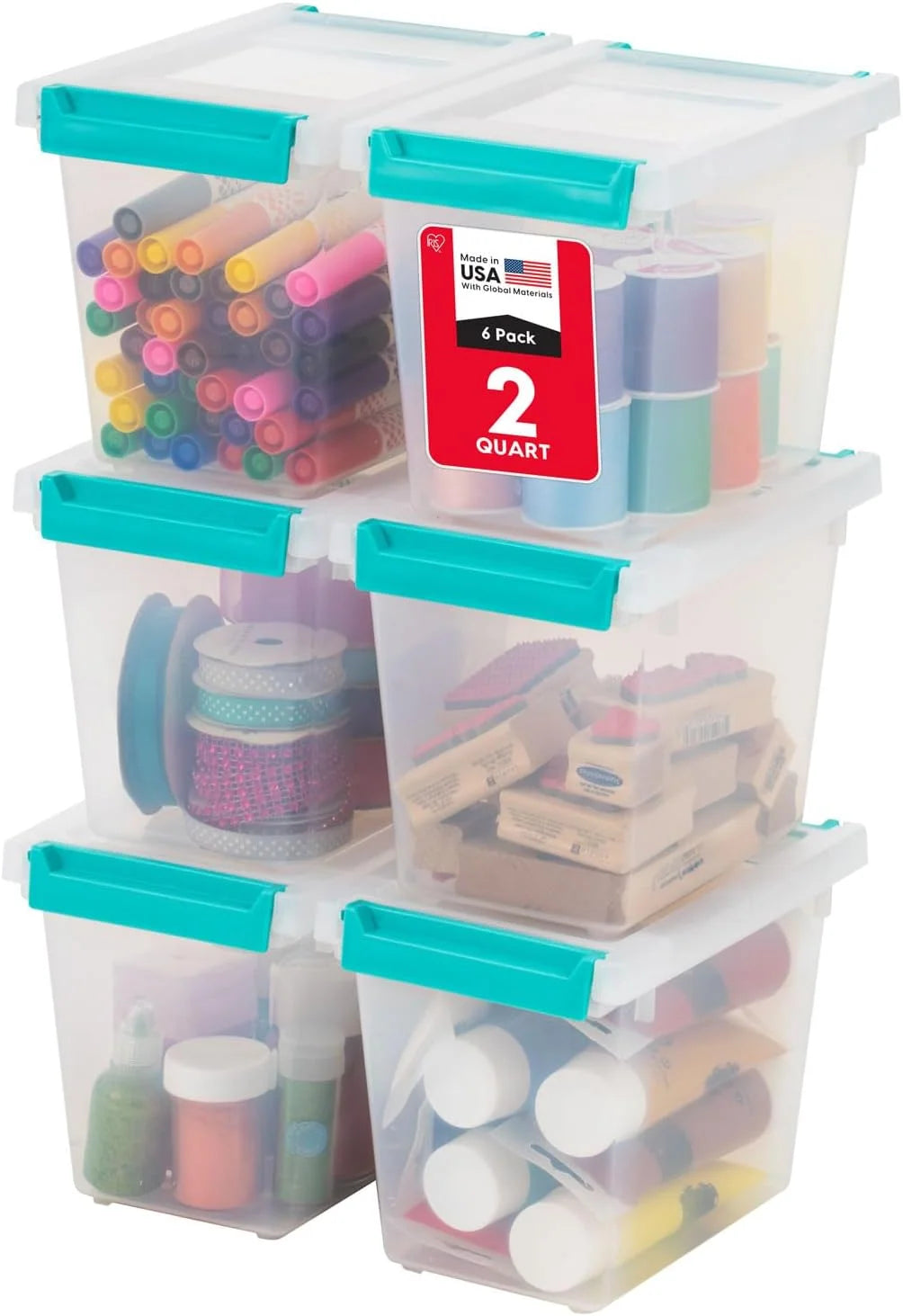2 Qt. Craft Storage Bins with Lids, Tall, 6-Pack