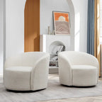 Set of 2 KINWELL 34-Inch Wide Upholstered Swivel Barrel Chairs