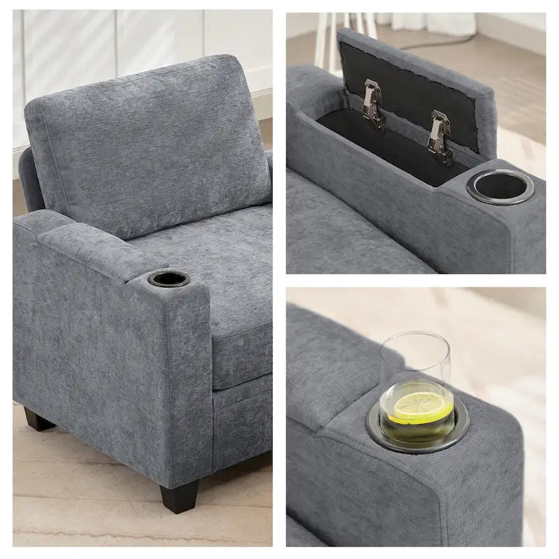 Versatile Chenille Storage Loveseat Sofa