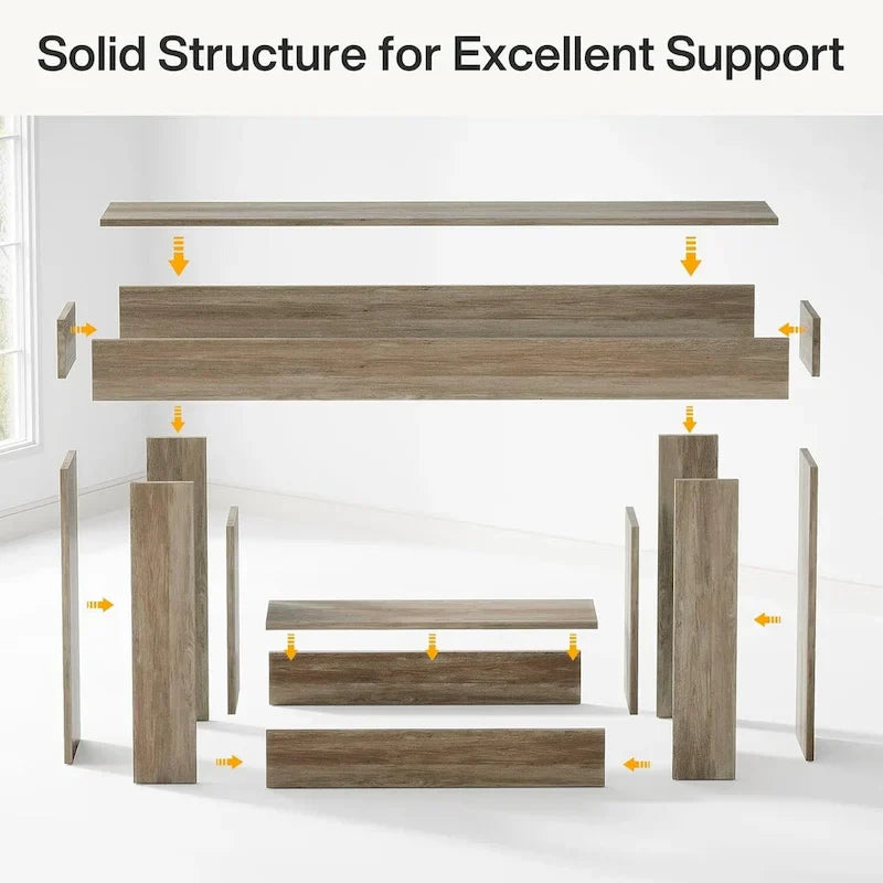 63-Inch Brown and Gray Slim Wooden Console Table for Entryway