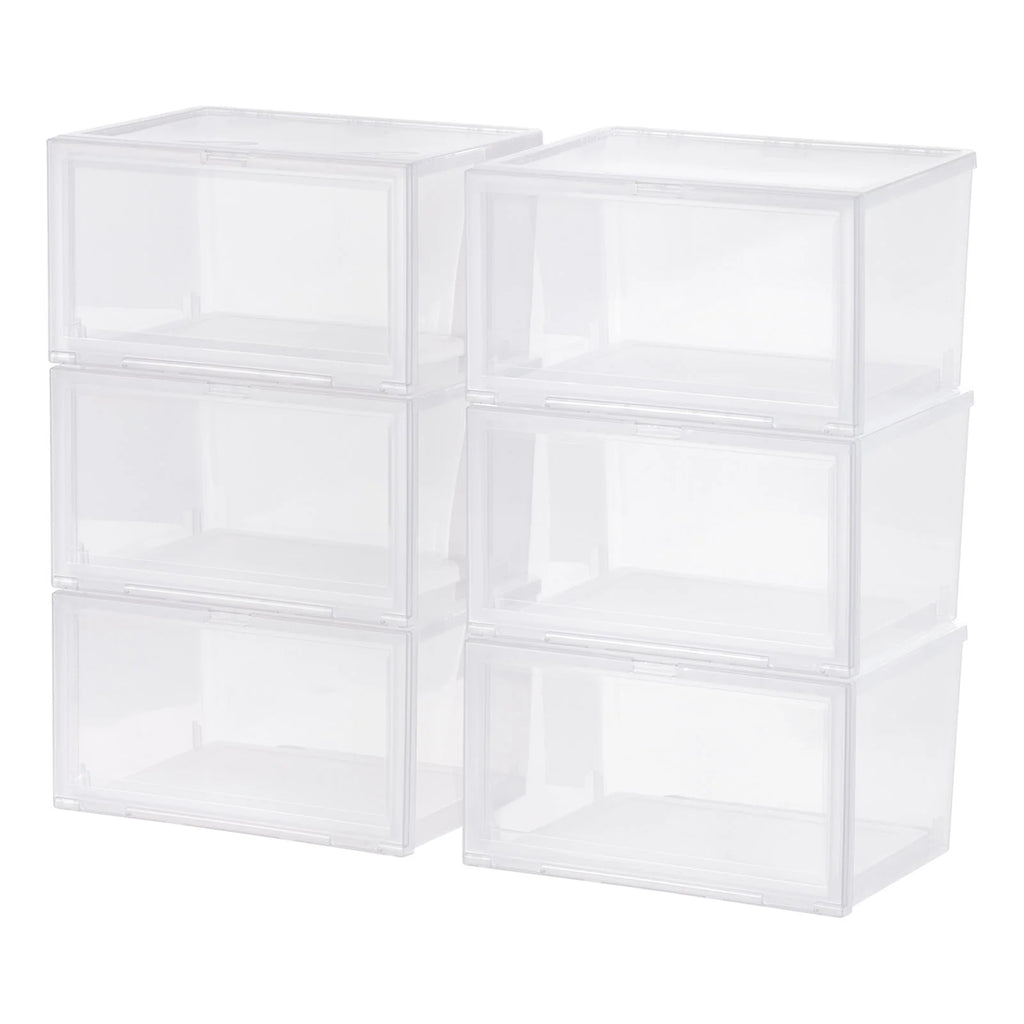 Stackable Shoe Display Box with Flip Down Door 6 Pack