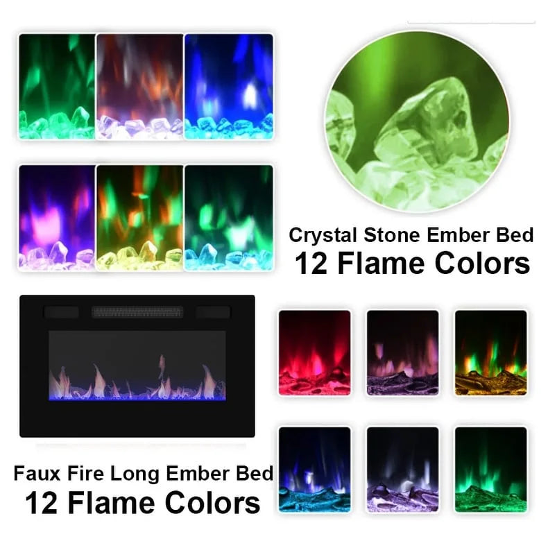Electric Fireplace TV Stand Entertainment Center with LED Flame Effects and Remote Control
