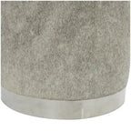 Gray Leather Patchwork Living Room Stool with Silver Metal Base - Roche River Decor