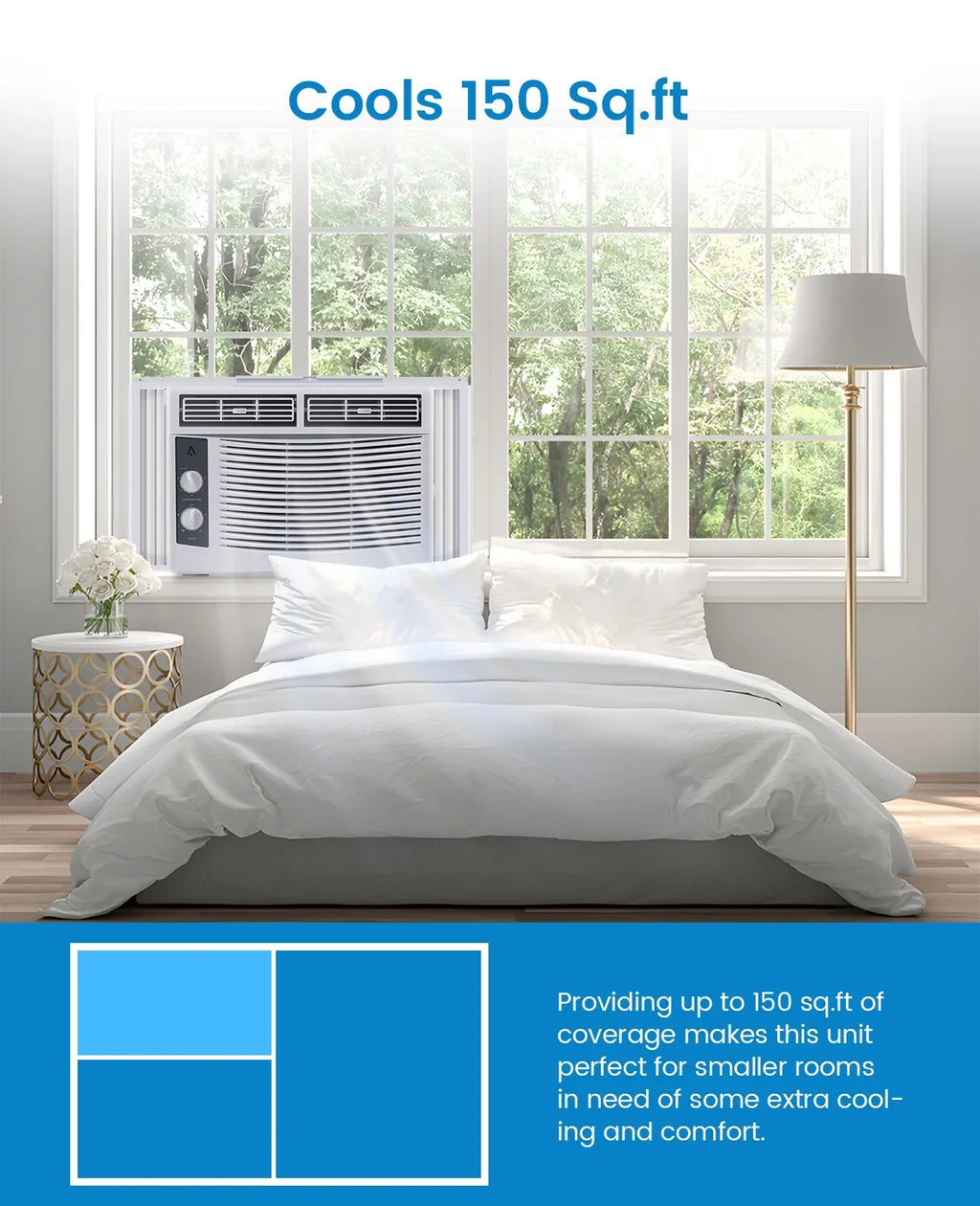 Garvee 5000 BTU Window Air Conditioner, Fast Cooling for Rooms up to 150 Sq. Ft, Window Ac Unit with 7 Level
