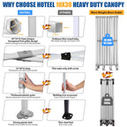 HOTEEL 10x15 Heavy Duty Canopy Tent ,Pop up Canopy for Parties Wedding,Commercial Easy up Gazebo with Roller Bag,UV 50+ &,White
