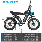 YVY 1500W Electric Bike for Adults, 33MPH 20'' Fat Tire Electric Motorcycle, 48V 20AH Removable Battery, 30 - 60